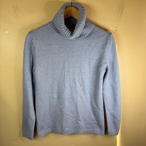 Benedetta B‎ Womens Wool Cashmere Size Large Light Blue Turtleneck Knit Sweater